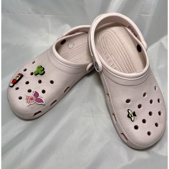 Crocs Classic Clog Unisex Slip Pink Clogs Ultra Light Water-Friendly with Charms - Picture 1 of 6